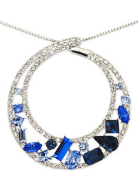 Sis By Simone I Smith Blue And White Crystal Circle Pendant Necklace In Platinum Over Sterling Silver