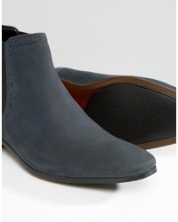 Asos Chelsea Boots In Navy Nubuck Leather