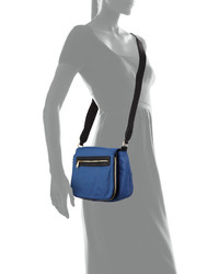 Neiman Marcus Charlie Nylon Messenger Crossbody Bag Dusk Blue