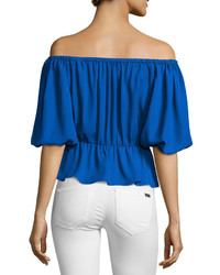 Amanda Uprichard Cora Off The Shoulder Top Royal Blue