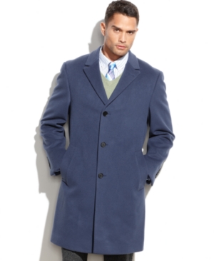 Calvin Klein Coat Solid Plaza Cashmere Blend Overcoat, $279 | Macy's ...