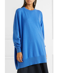 Jil Sander Oversized Fleece Wool And Cashmere Blend Sweater Blue