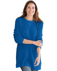 Woman Within Sweater Pullover In Sweatshirt Style With Long Sleeves Rib Trim