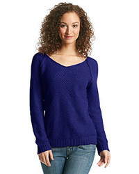 Notations Textured Knit Solid Raglan Sweater
