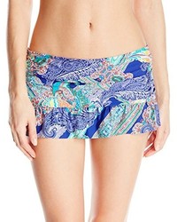 Kenneth Cole Reaction Paisley Intuition Rouched Skirted Bikini Bottom