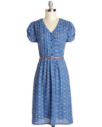 Blue Paisley Casual Dress