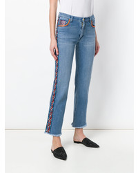 Etro Cropped Paisley Stripe Jeans