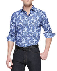 Blue Paisley Long Sleeve Shirt