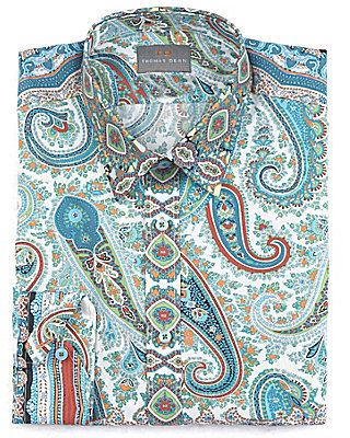 Thomas Dean Engineered Paisley Print Long Sleeve Woven Shirt, $110 ...