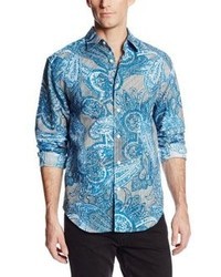 Cubavera Long Sleeve Blend Oven With Large Paisley Print