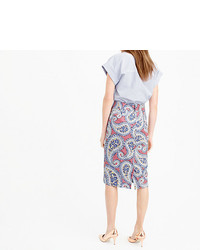 J.Crew Tall No 2 Pencil Skirt In Paisley
