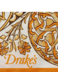 Drakes Drakes Printed Silk Pocket Square