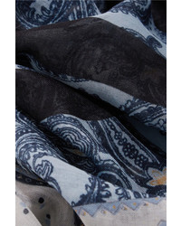 Acne Studios Marjon Paisley Print Modal And Silk Blend Scarf Blue
