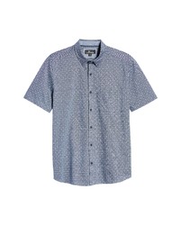Johnston & Murphy Xc Flex Paisley Knit Short Sleeve Button Up Shirt In Navy Paisley At Nordstrom