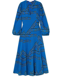 Ganni Cloverdale Printed Silk De Chine Maxi Dress