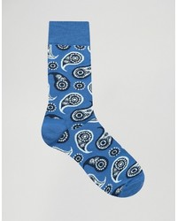 Blue Paisley Socks