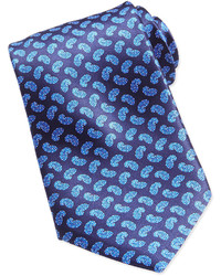 Stefano Ricci Paisley Print Woven Silk Tie Blue