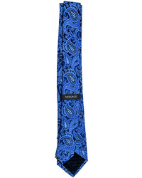 Versace Paisley Silk Tie Bluenavy