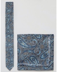 Asos Paisley Tie And Pocket Sqaure Pack