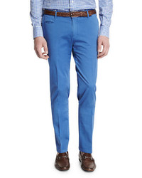 Isaia Flat Front Cotton Trousers