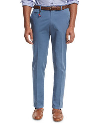 Isaia Flat Front Twill Trousers