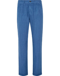 Barena Slim Fit Pleated Linen Trousers