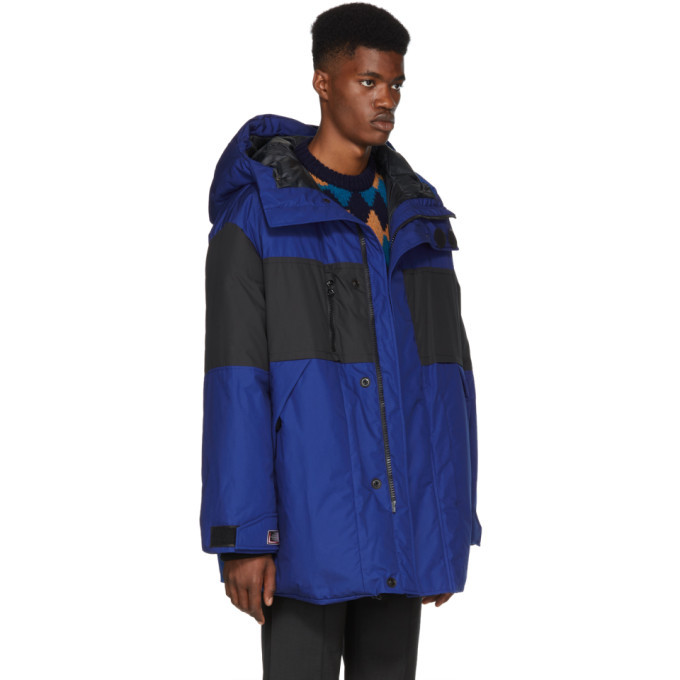 blue oversized puffer jacket