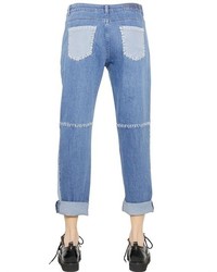 House of Holland Patchwork Cotton Denim Boyfriend Jeans