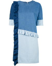 Blue Patchwork Denim Dress
