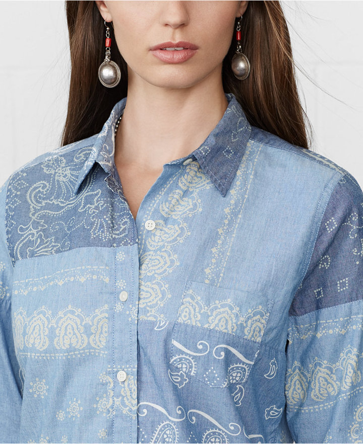 Denim & Supply Ralph Lauren Long Sleeve Bandana Print Shirt, $98 | Macy ...