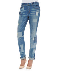True Religion Audrey Mid Rise Patchwork Jeans