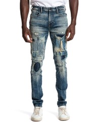 PRPS Base Weight Patchwork Skinny Fit Jeans In Indigo At Nordstrom