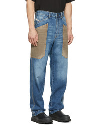 Diesel Blue Brown D Franky Carpenter Straight Jeans