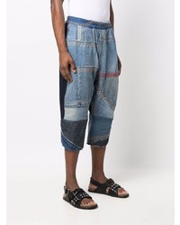 By Walid Patchwork Cropped Denim Pants