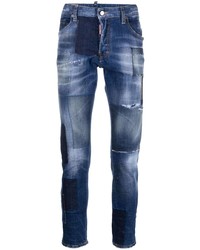 DSQUARED2 Patchwork Design Slim Fit Jeans
