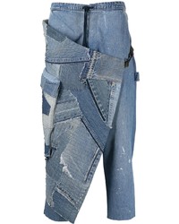 Greg Lauren Patchwork Drawstring Waist Tapered Jeans