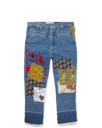 Loewe Paulas Ibiza Fisherman Wide Leg Cropped Patchwork Denim Jeans