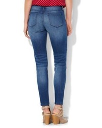 New York & Co. Soho Jeans Patchwork Superstretch Legging Indigo Blue Wash