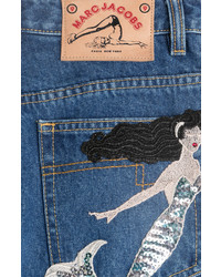 Marc Jacobs Straight Leg Jeans With Patches And Embellisht