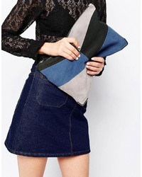 Faith Patchwork Clutch Bag In Suede