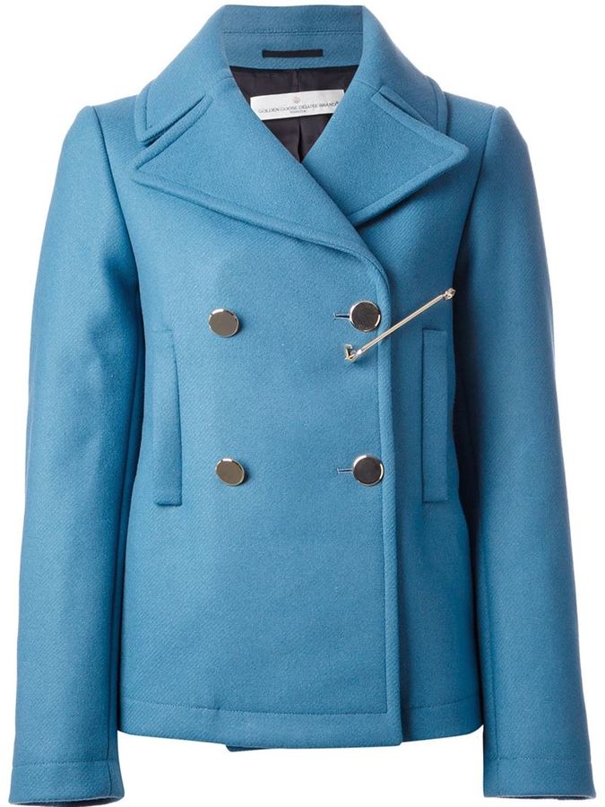 Golden Goose Deluxe Brand Jason Peacoat With Brooch, $886 | farfetch.com |  Lookastic