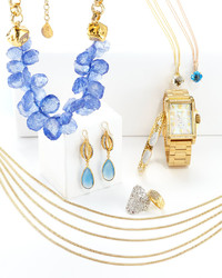 Frederic Sage 18k Pink Gold Blue Topazdiamond Pendant Necklace