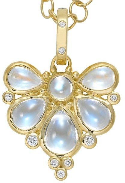 Temple St. Clair 18k Yellow Gold Wing Pendant With Royal Blue