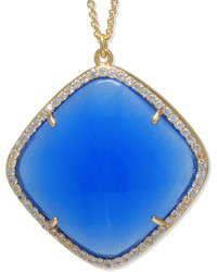 Bijoux Bar Athra Blue Stone Diamond Shaped Pendant Necklace