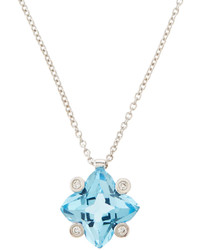 Damiani Bliss By 18k Blue Topazdiamond Pendant Necklace