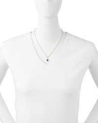 Judith Ripka Blue Corundum Pendant Necklace W White Sapphire Halo