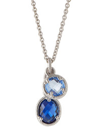 Judith Ripka Blue Quartz Corundum Pendant Necklace Blue