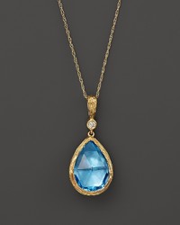 Bloomingdale's Blue Topaz And Diamond Teardrop Pendant Necklace In 14k Yellow Gold 16