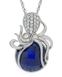 Fine Jewelry Lab Created Blue Sapphire Octopus Pendant Necklace