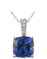 FINE JEWELRY Lab Created Ceylon Blue White Sapphire Pendant